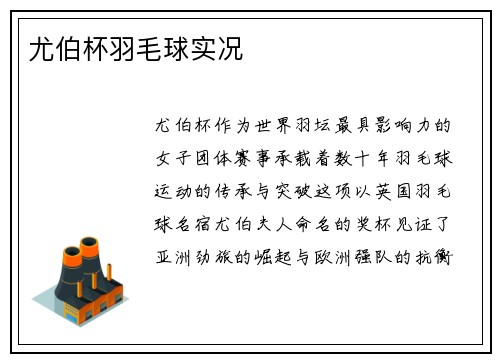 尤伯杯羽毛球实况