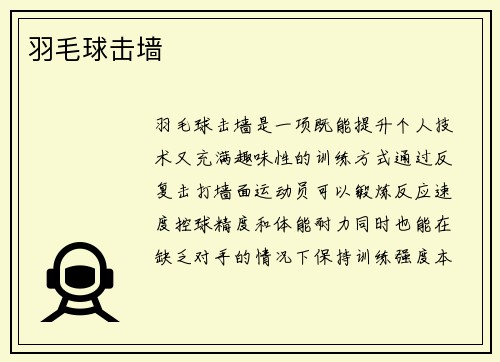 羽毛球击墙
